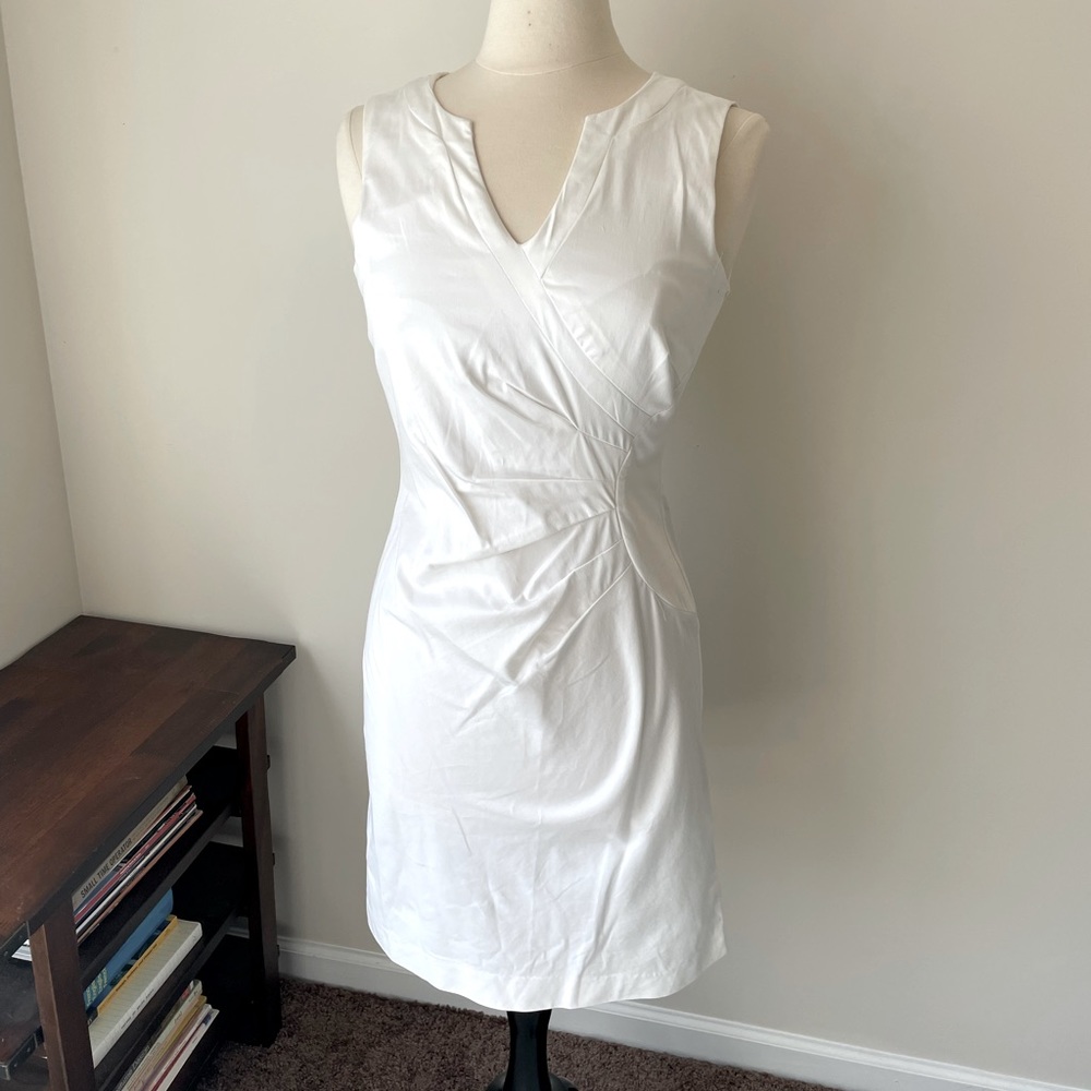 FINAL SALE $9 // Little White Dress w/ “Starburst” Side Stitch Pattern sz 4